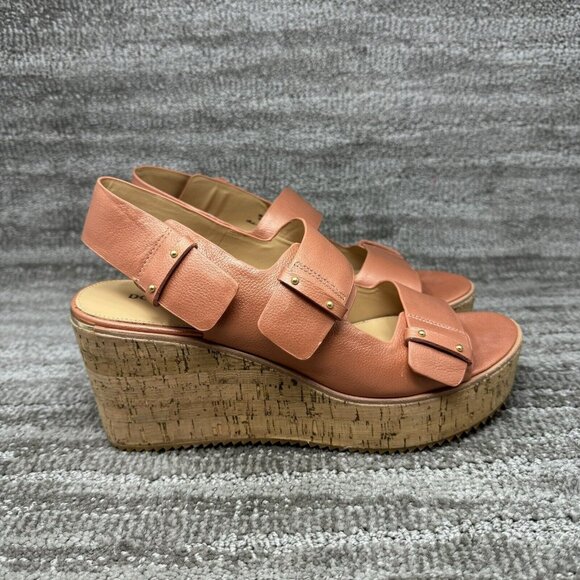 Donald Pliner Shoes - Donald Pliner Women's Size 10 Cork Wedge Heel Sandal Shoes Irine Peach Leather
